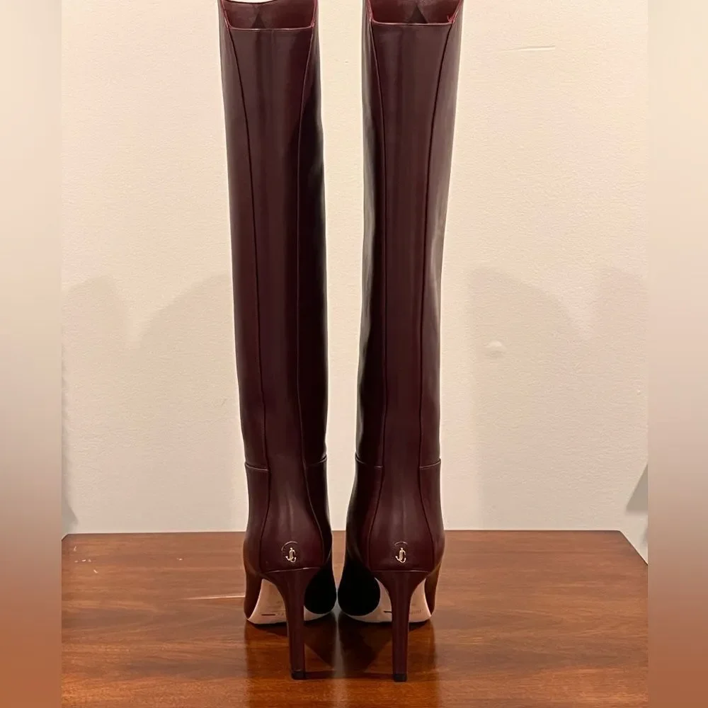 Jimmy Choo Boots Karter 85 Burgundy - Picture 3 of 7